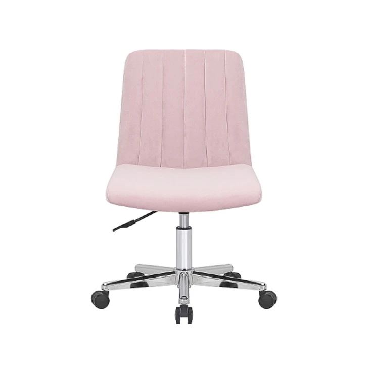 Sedia da scrivania girevole in velluto rosa