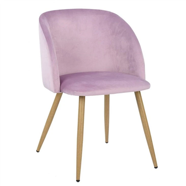 Sedia da pranzo casual con braccioli in tessuto retrò moderno rosa