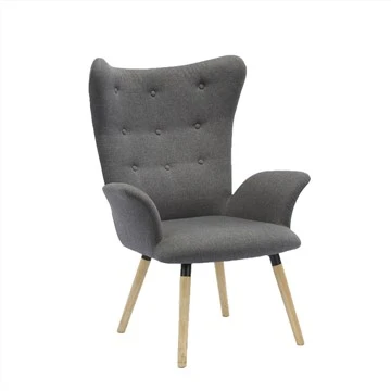 Nuova comoda poltrona con gambe in legno di faggio