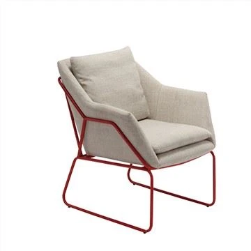 Poltroncina in tessuto con gambe in acciaio
