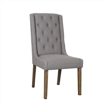 Sedia da pranzo imbottita in tessuto personalizzato con gambe in legno di gomma