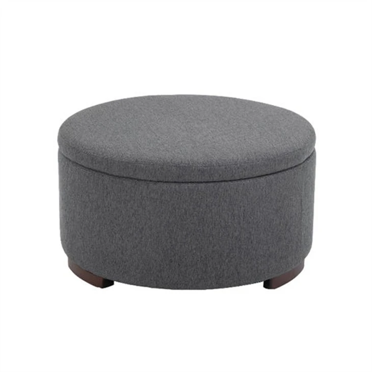 Tessuto grigio ottomano rotondo comfort