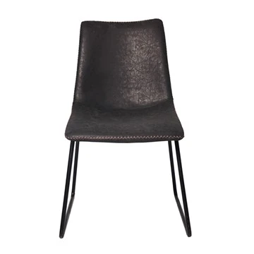 Sedia da pranzo moderna in ecopelle con gambe in metallo nero