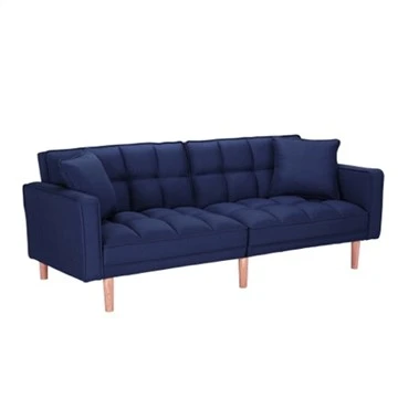 Divano trasformabile morbido e confortevole in lino blu