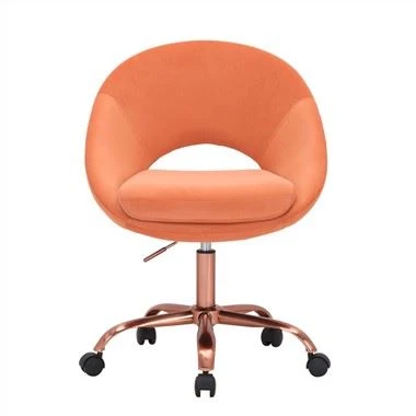 Sedia da ufficio in velluto, gambe in metallo oro rosa