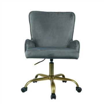 Sedia da ufficio in velluto gambe in metallo dorato (grigio)