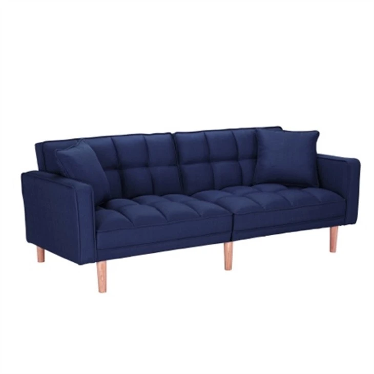 Divano trasformabile morbido e confortevole in lino blu