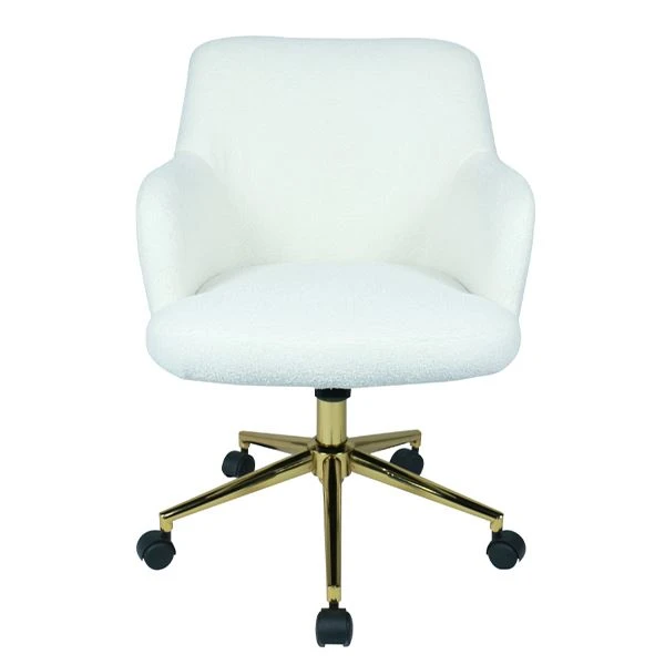 Sedia Home Office Con Braccioli Tessuto Cashmere Bianco